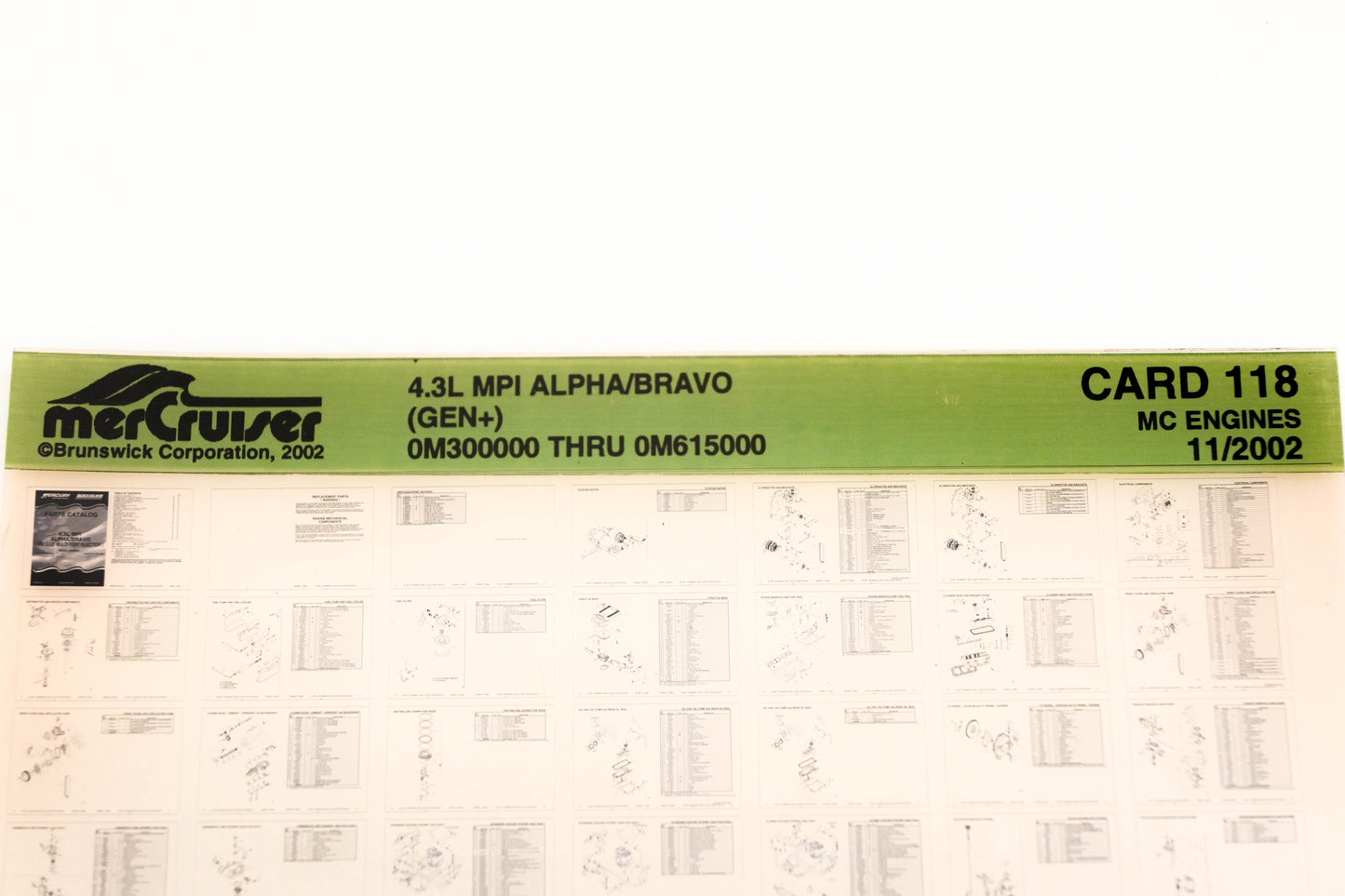Mercruiser XY019-69 4.3L MPI Alpha/Bravo 0M300000 - 0M615000 Card 118 Microfiche
