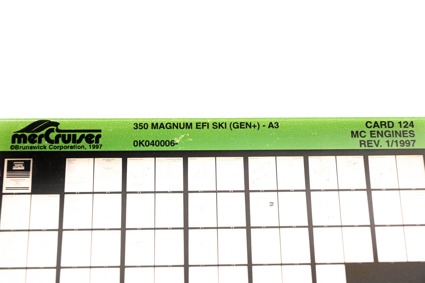 Mercruiser XY019-75 350 Magnum EFI SKI A3 0K040006 Card 124 Microfiche