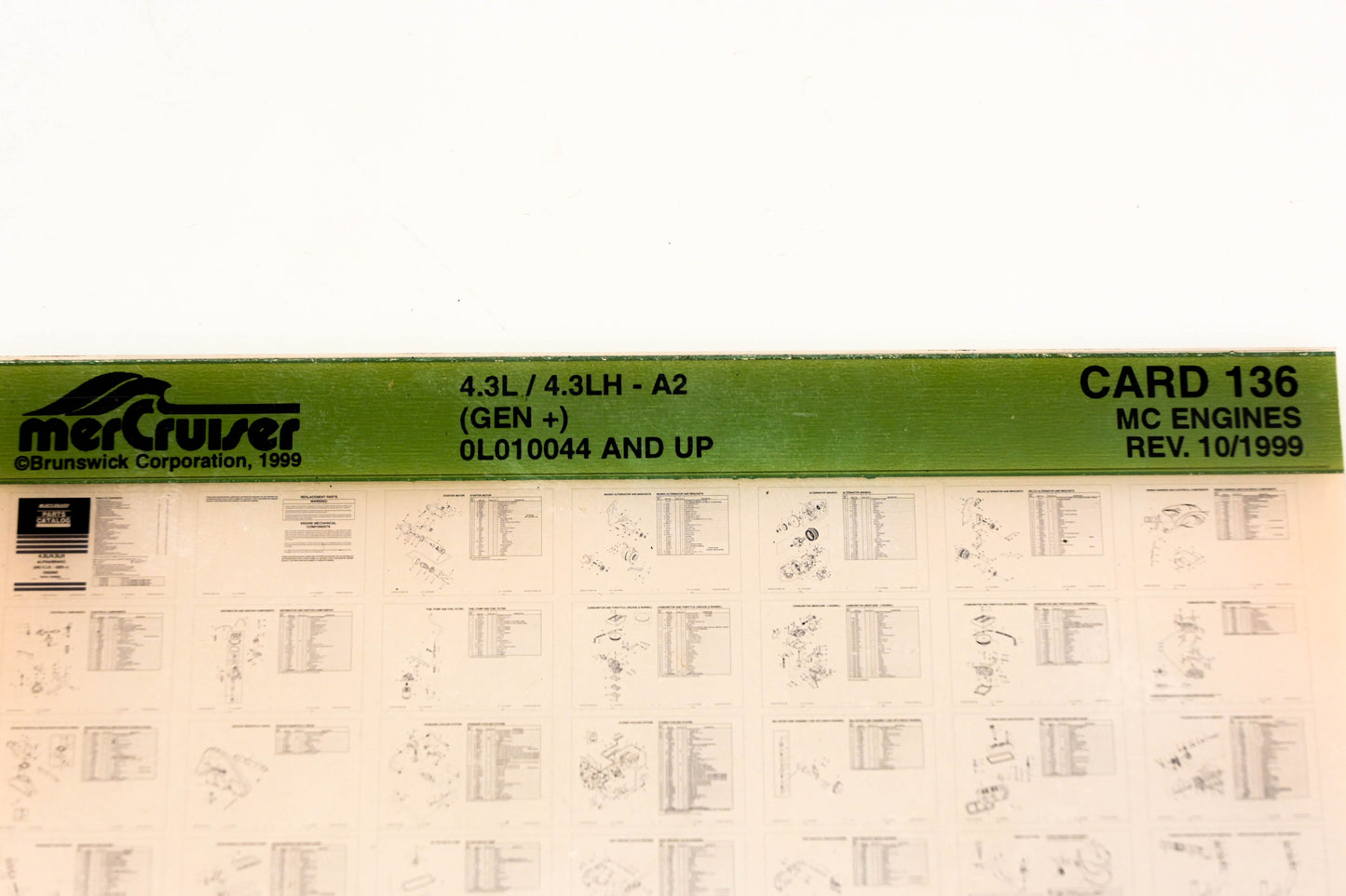 Mercruiser XM020-21 MC Engines 4.3L/LH-A2 0L010044+ Card 136 Microfiche