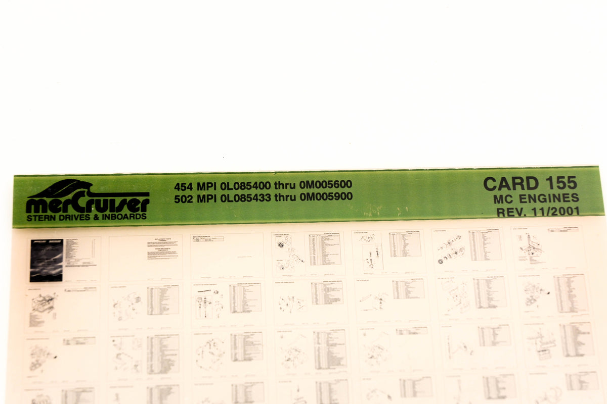 Mercruiser XM020-40 MC Engines 454 MPI, 502 MPI Card 155 Microfiche