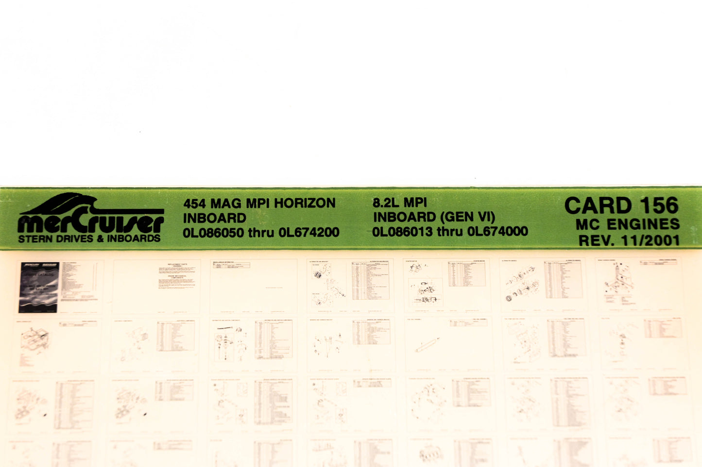 Mercruiser XM020-41 454 Magnum MPI Horizon, 8.2L MPI Inboard Card 156 Microfiche