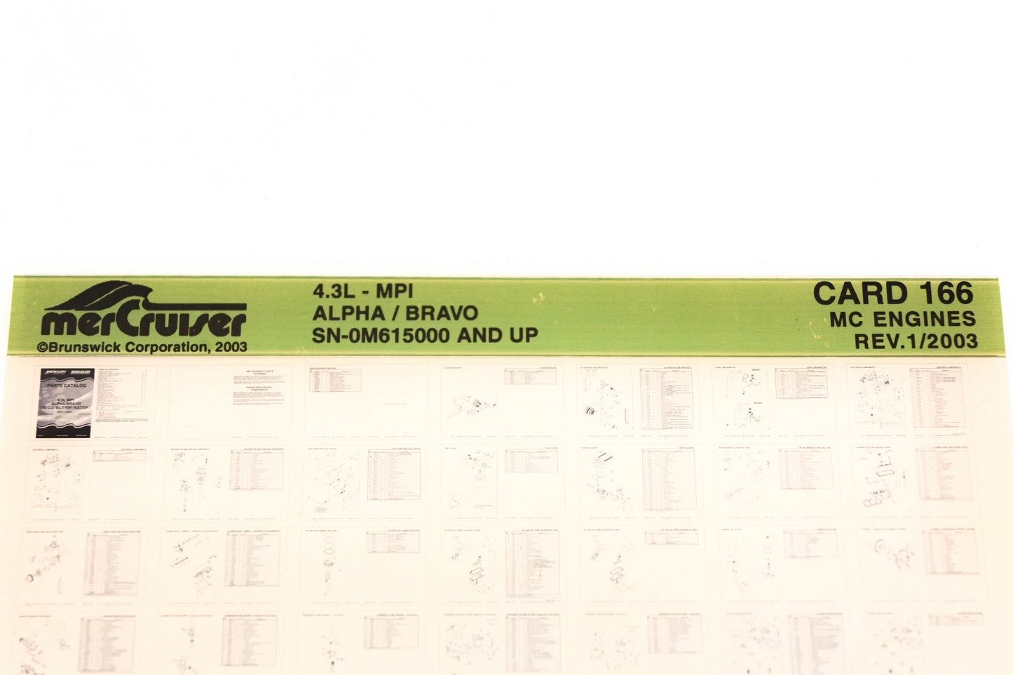 Mercruiser XM020-49 4.3L-MPI Alpha/Bravo 0M615000+ Card 166 Microfiche