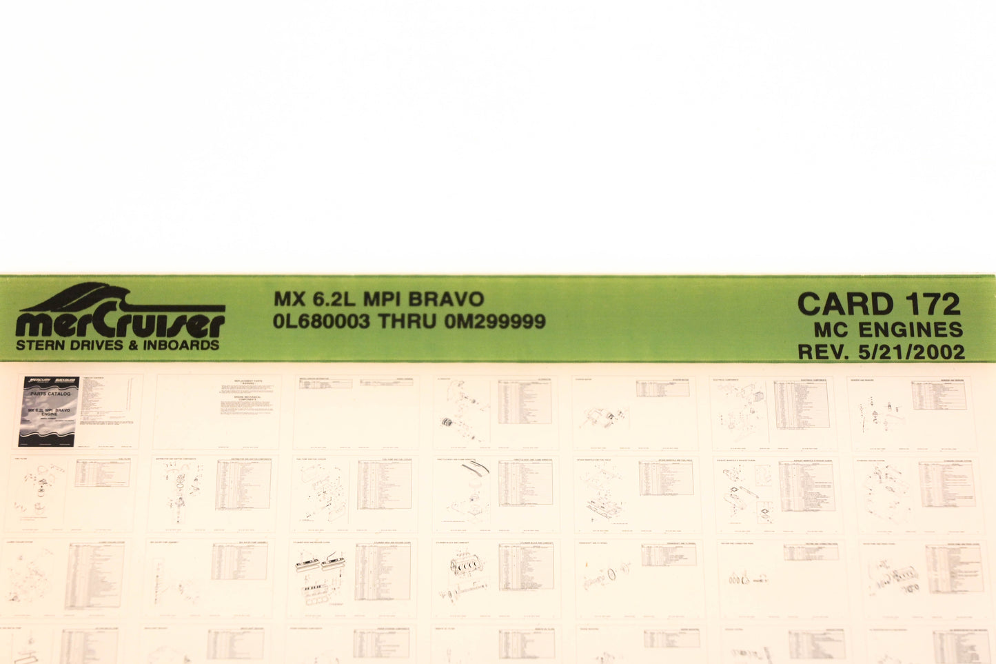 Mercruiser XM020-54 MX 6.2L MPI Bravo 0L680003 - 0M299999 Card 172 Microfiche