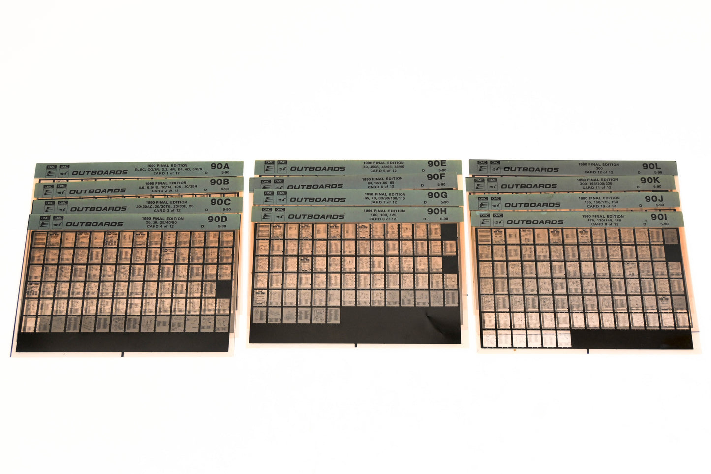 OMC XM020-68 1990 Final Edition #90A -90L Microfiche Lot