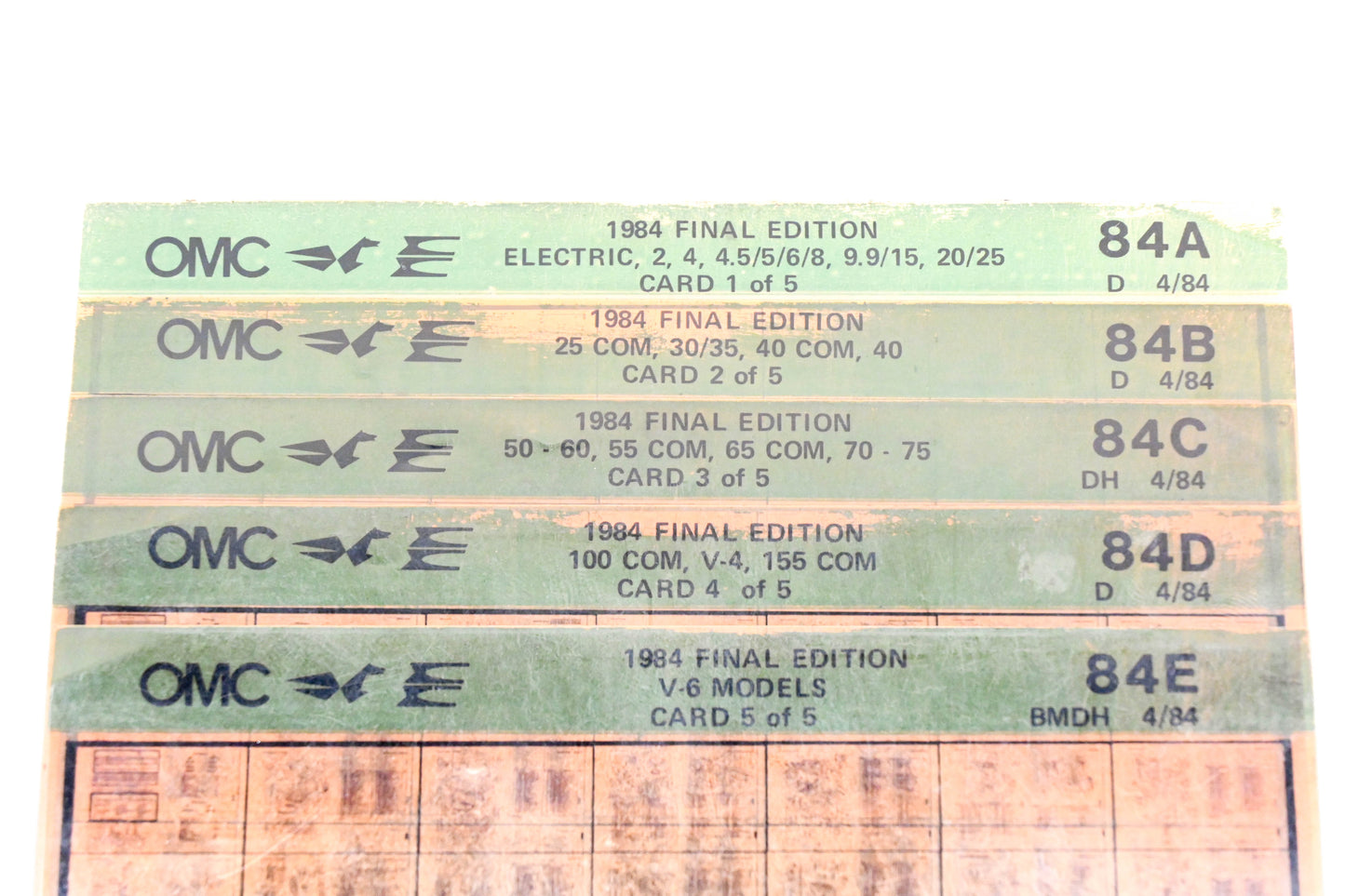 OMC XM020-73 1984 Final Edition #84A - 84E Microfiche Lot