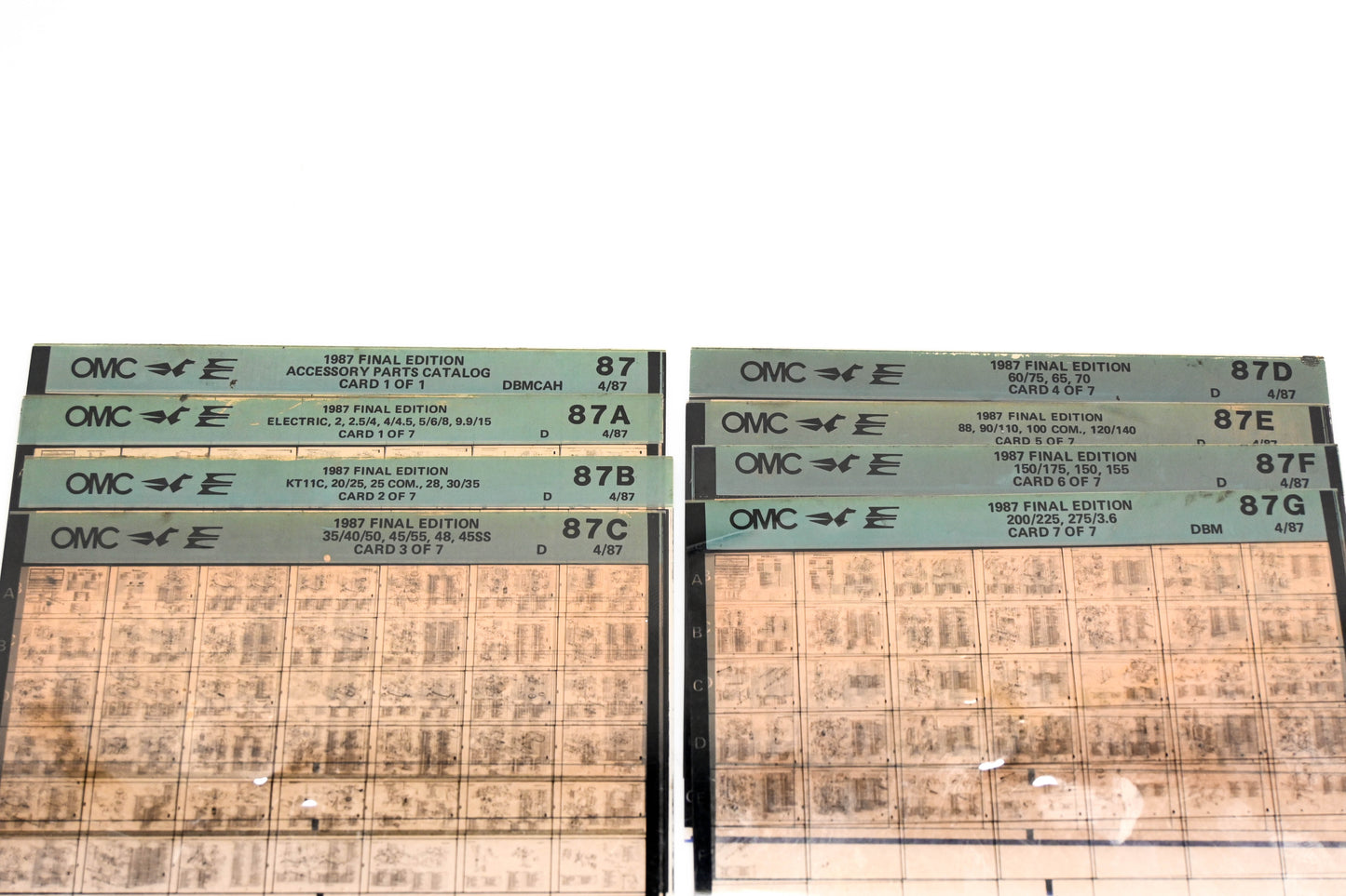 OMC XM020-74 1987 Final Edition #87, 87A - 87G Microfiche Lot