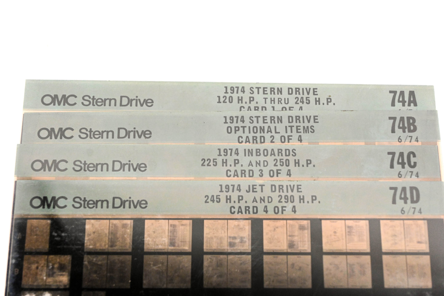 OMC XM020-82 1974 #74A/B/C/D Microfiche Lot
