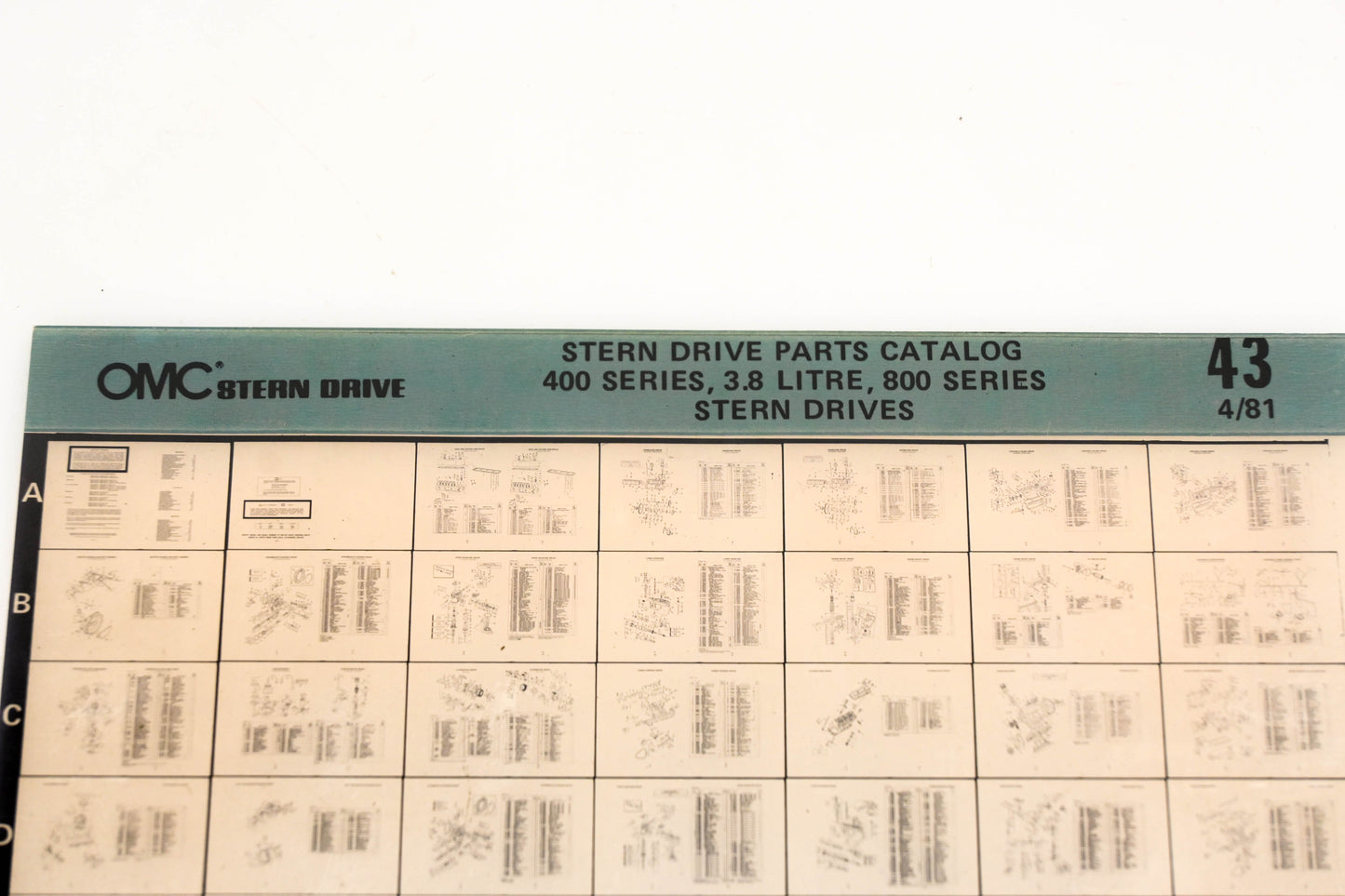OMC XM020-97 400 Series, 3.8L, 800 Series Stern Drive Parts Catalog #43 Microfiche