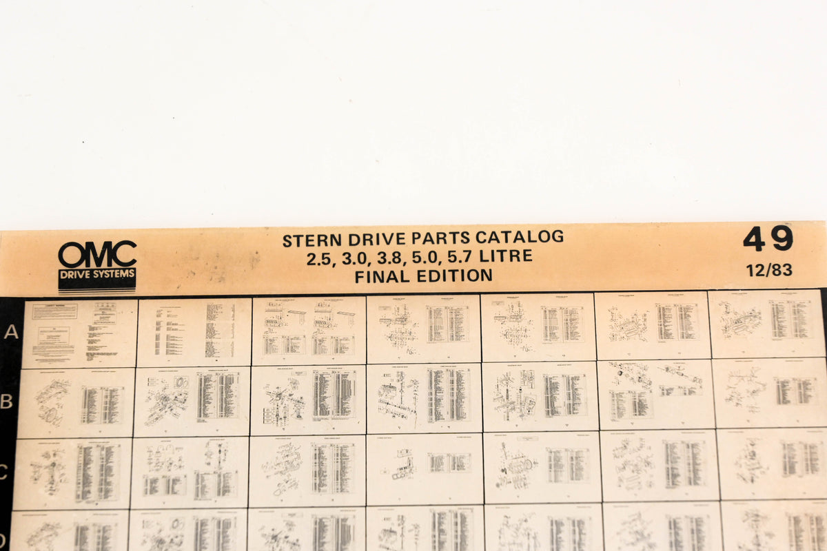 OMC XM020-101 2.5, 3.0, 3.8, 5.0, 5.7 Litre Final Edition Parts Catalog #49 Microfiche