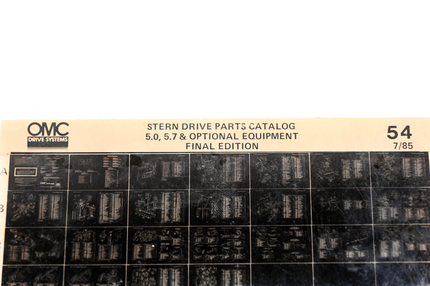 OMC XM020-106 5.0, 5.7L Stern Drive Parts & Optional Equipment Final Edition #54 Microfiche