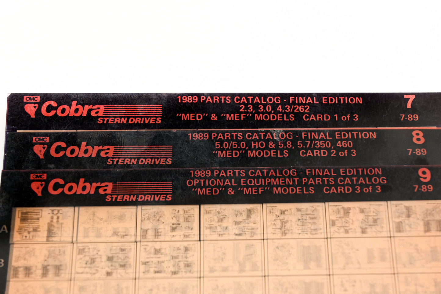 OMC XZA020-26 Cobra Parts Catalog Final Edition # 23,24,25 Microfiche Lot