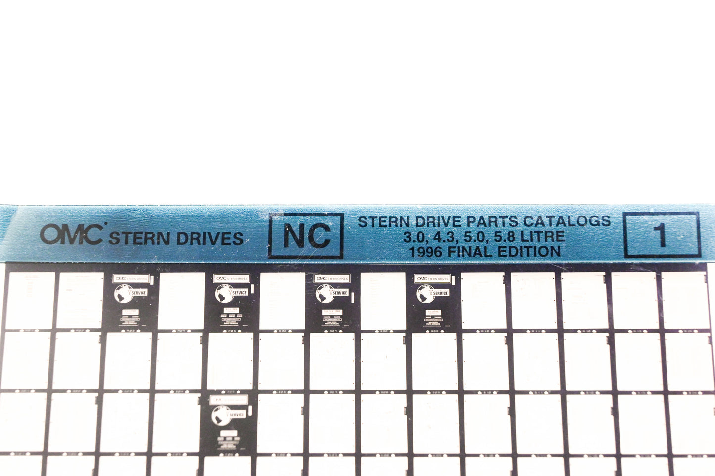 OMC XZA020-38 1996 Final Edition Sterndrive Parts Catalog 3.0, 4.3, 5.0, 5.8 Litre #1 Microfiche