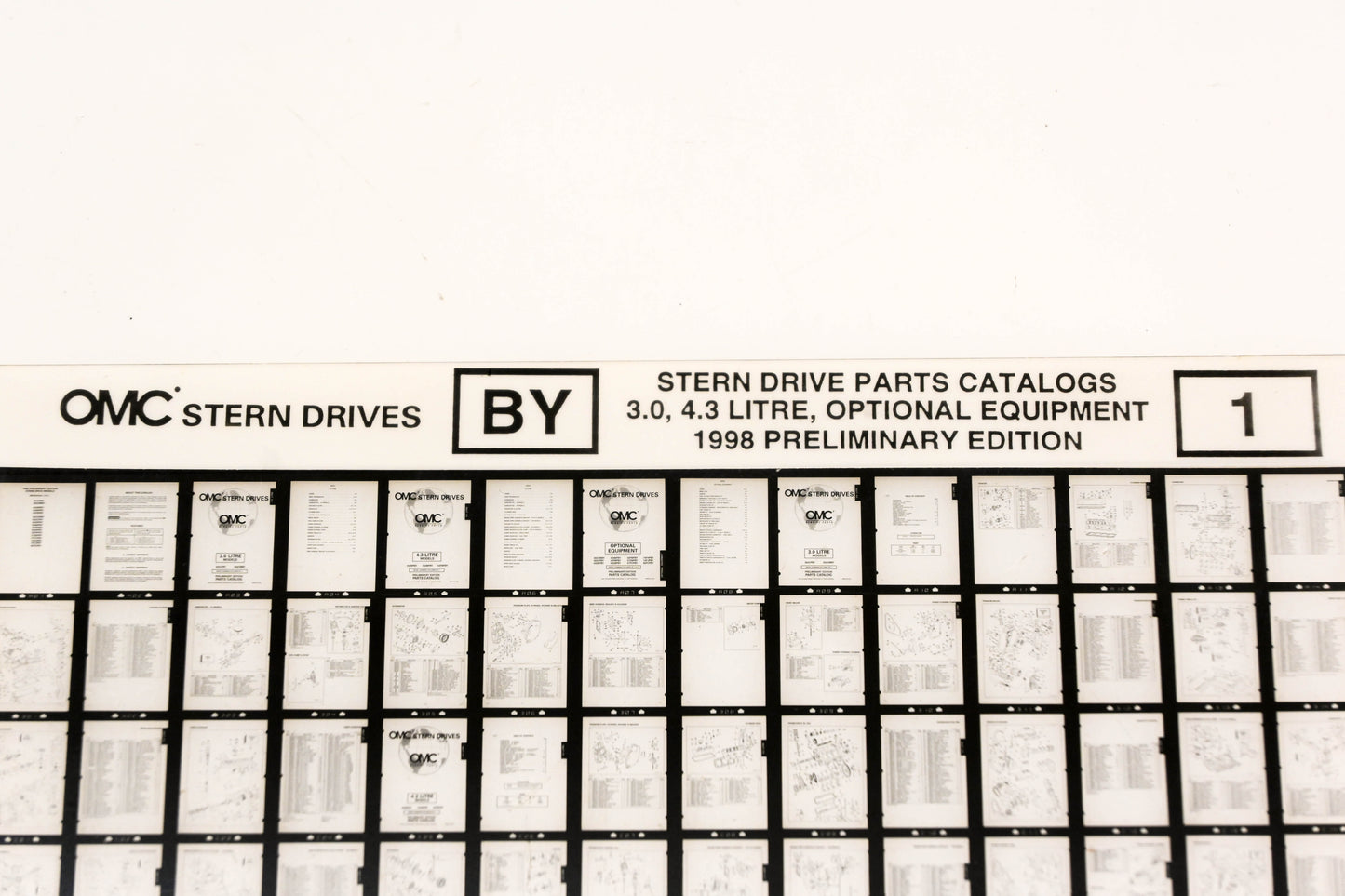OMC XZA020-44 1998 Preliminary Edition Parts Catalog 3.0, 4.3L & Optional Equipment #1 Microfiche