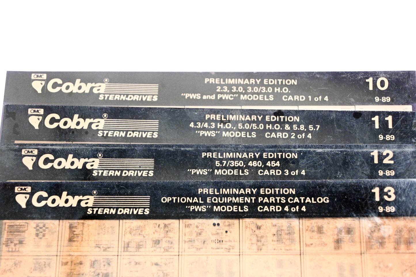 OMC XZA020-45 Cobra 9/1989 Preliminary Edition #10,11,12,13 Microfiche Lot