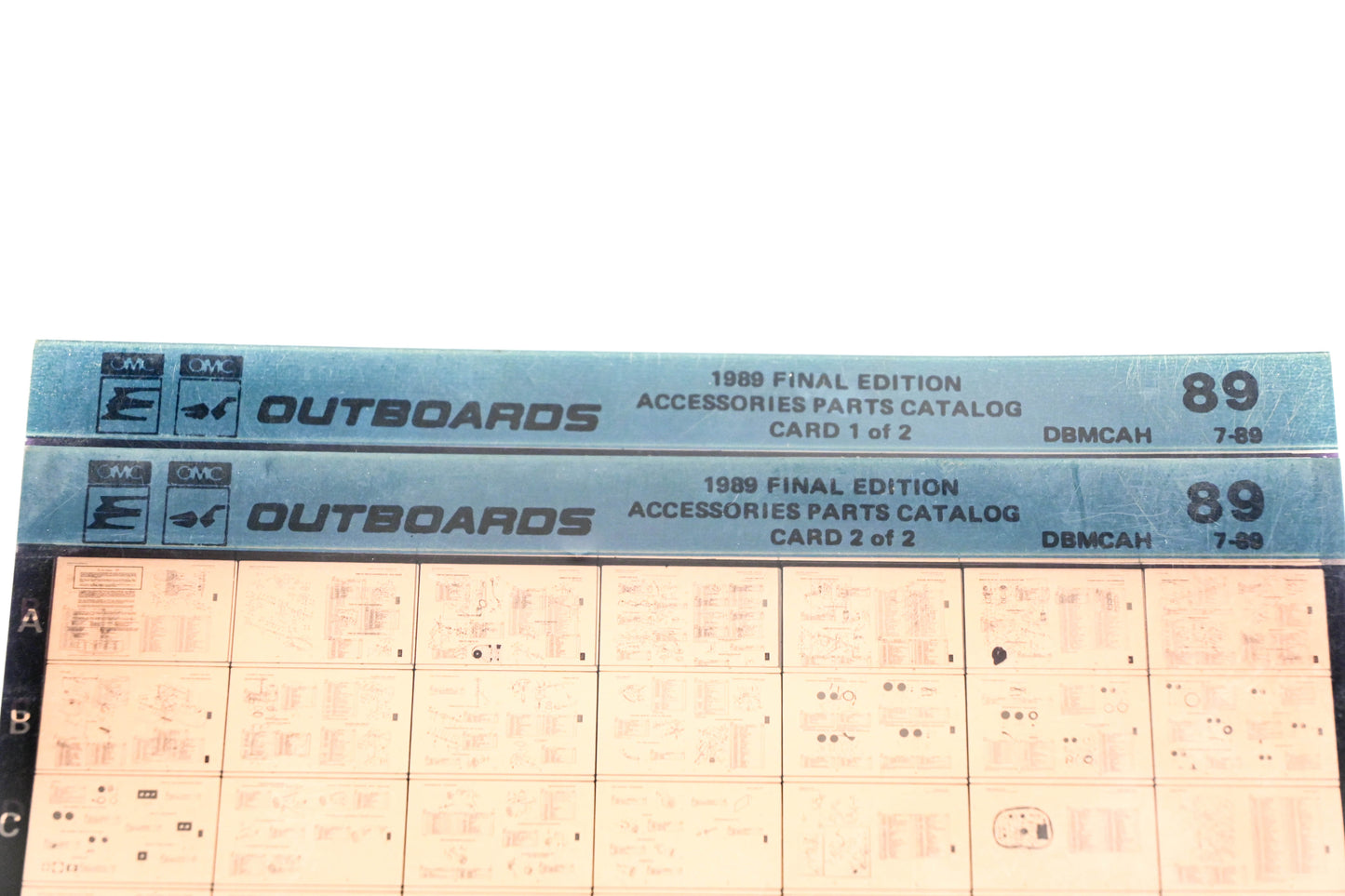 OMC XZA020-78 1989 Final Edition Accessories Parts Catalogs #89 1& 2 Microfiche Lot