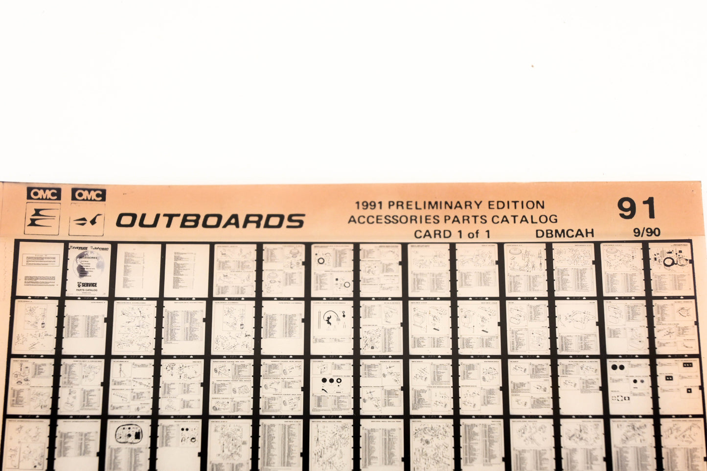 OMC XZA020-120 1991 Preliminary Edition Accessories Parts Catalog #91 Microfiche