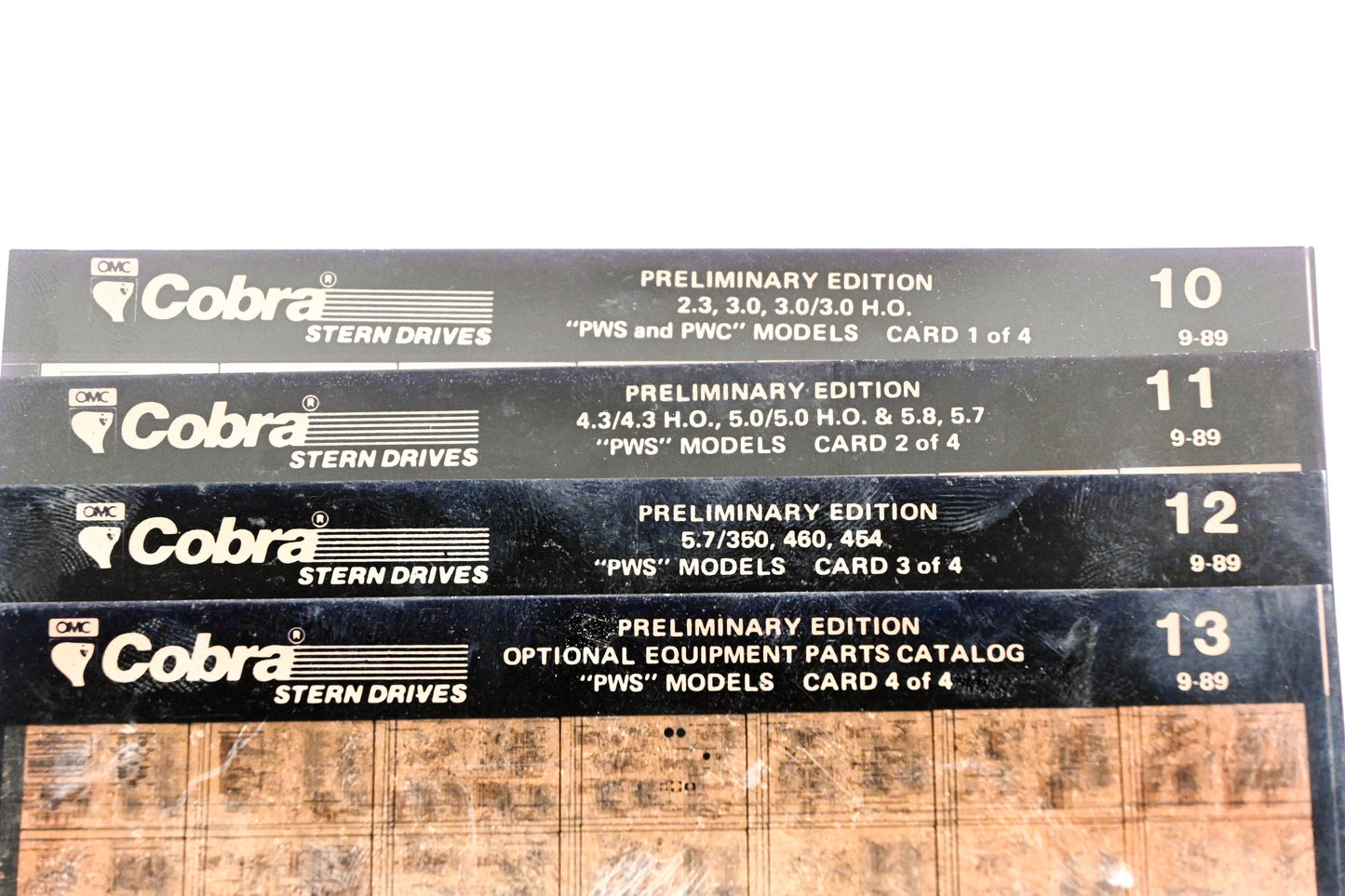 OMC XZA022-30 Cobra 9/1989 Preliminary Edition #10, 11, 12, 13 Microfiche Lot