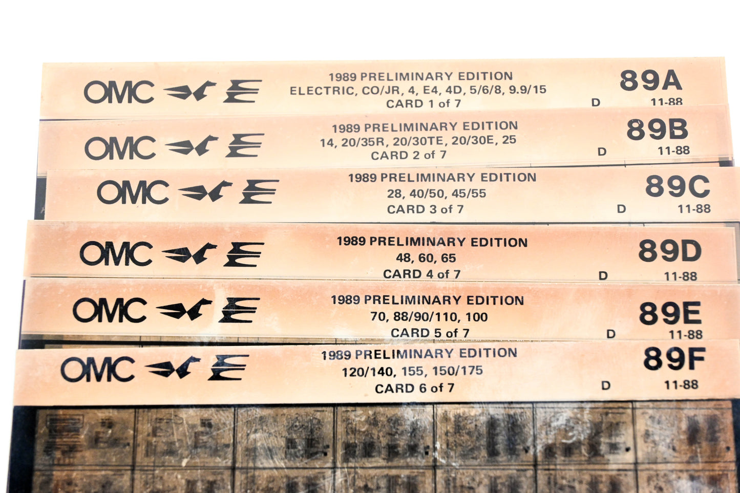 OMC XZA022-31 1989 11/1988 Preliminary Edition 89A-F Microfiche Lot