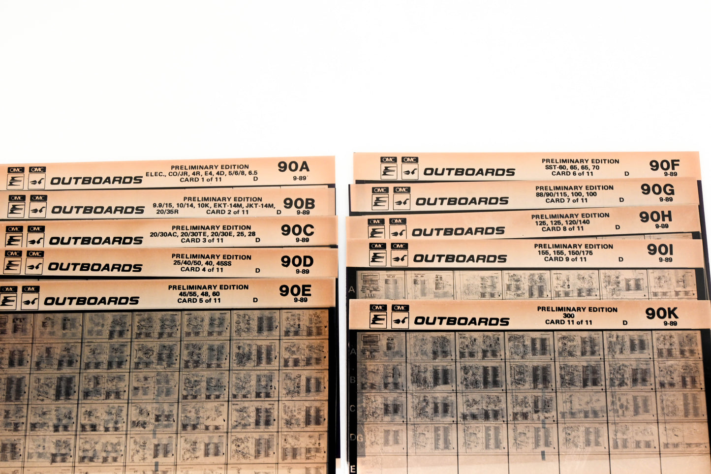 OMC XZA022-33 1991 89/1989 Preliminary Edition 90A-I, 90K Microfiche Lot
