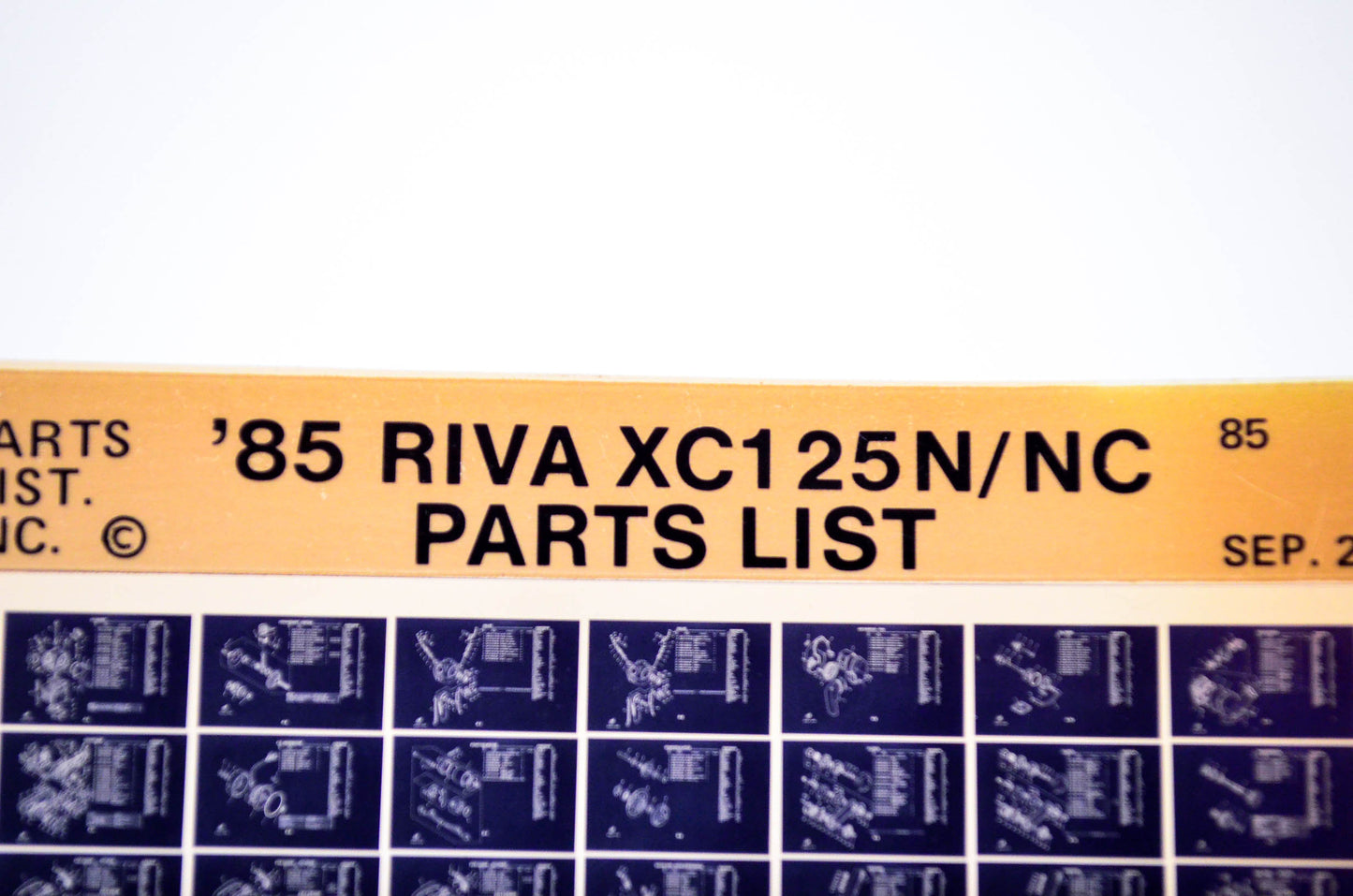 OEM Yamaha XC125N/NC 1985/September 25 '85 Riva Parts List Microfiche
