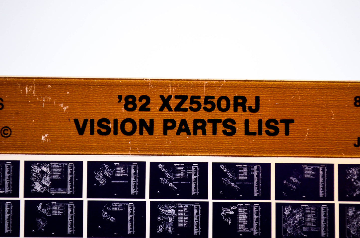 OEM Yamaha XZ550RJ 1987/January 19 '82 Vision Parts List Microfiche