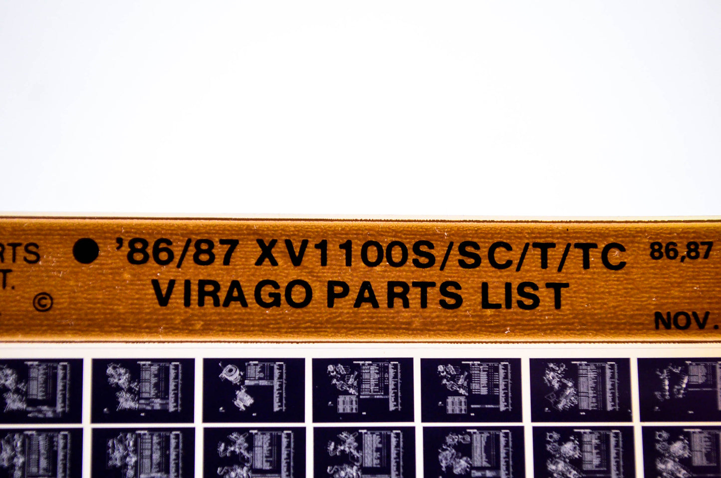 OEM Yamaha XV1100S/SC/T/TC 1986/November '86 - '87 Virago Parts List Microfiche