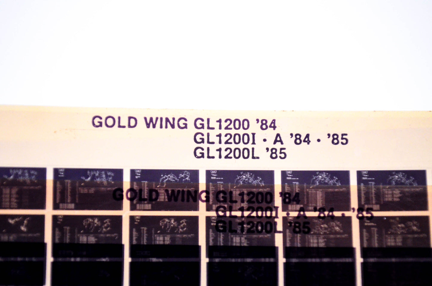 OEM Honda GL1200, GL1200I - A, GL1200L 1987/February '84 - '85 Gold Wing Parts Catalog Microfiche