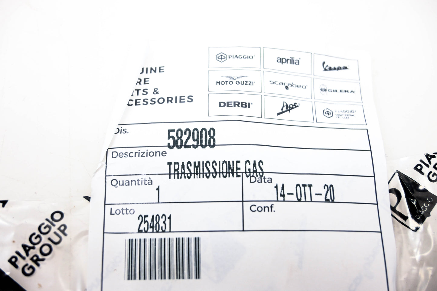Piaggio 582908 Throttle Cable NOS
