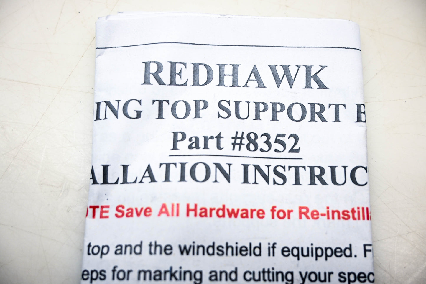 Red Hawk 8352 Folding Top Support Bracket Kit NOS