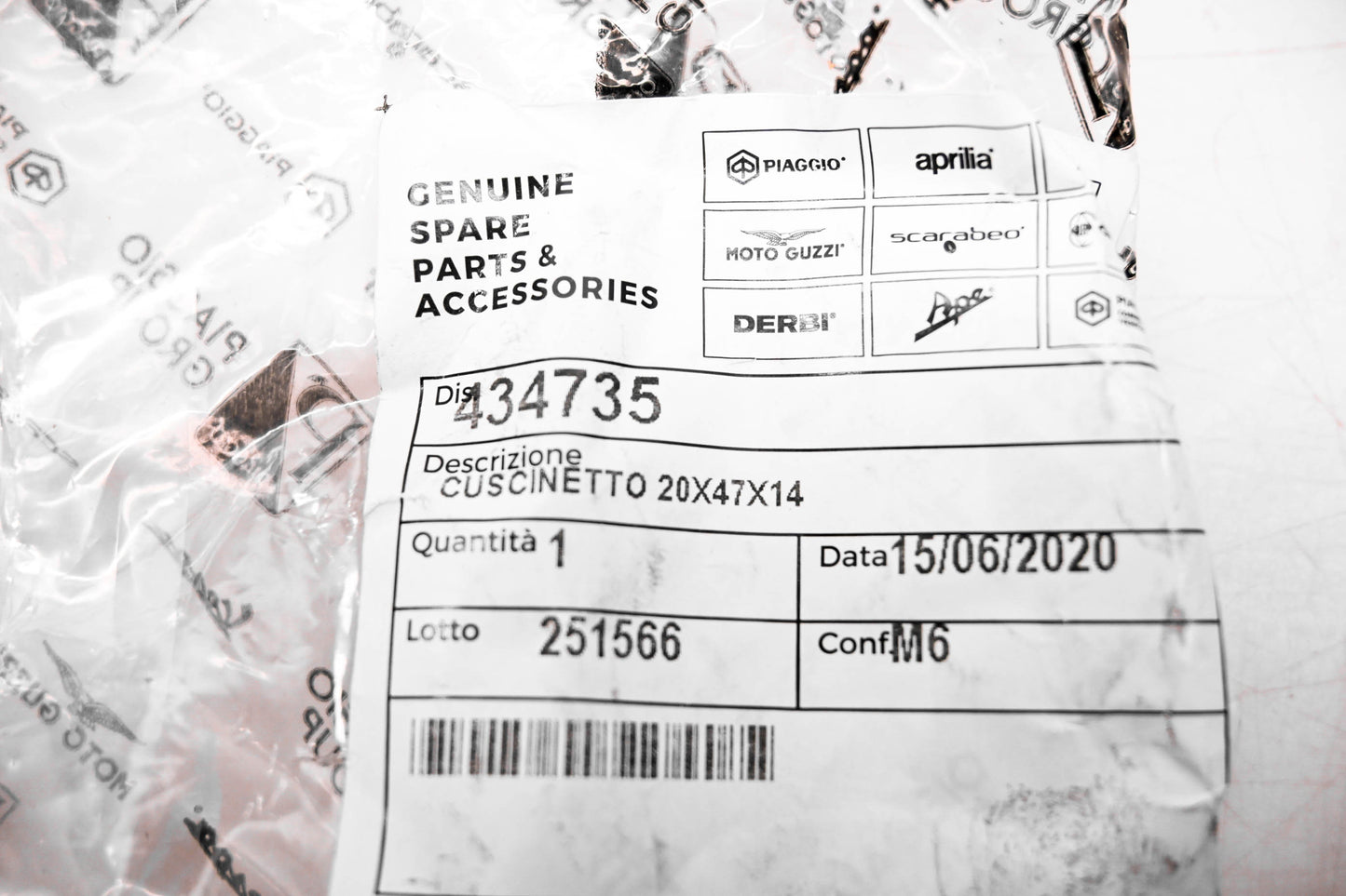 Piaggio 434735 Wheel Bearing NOS