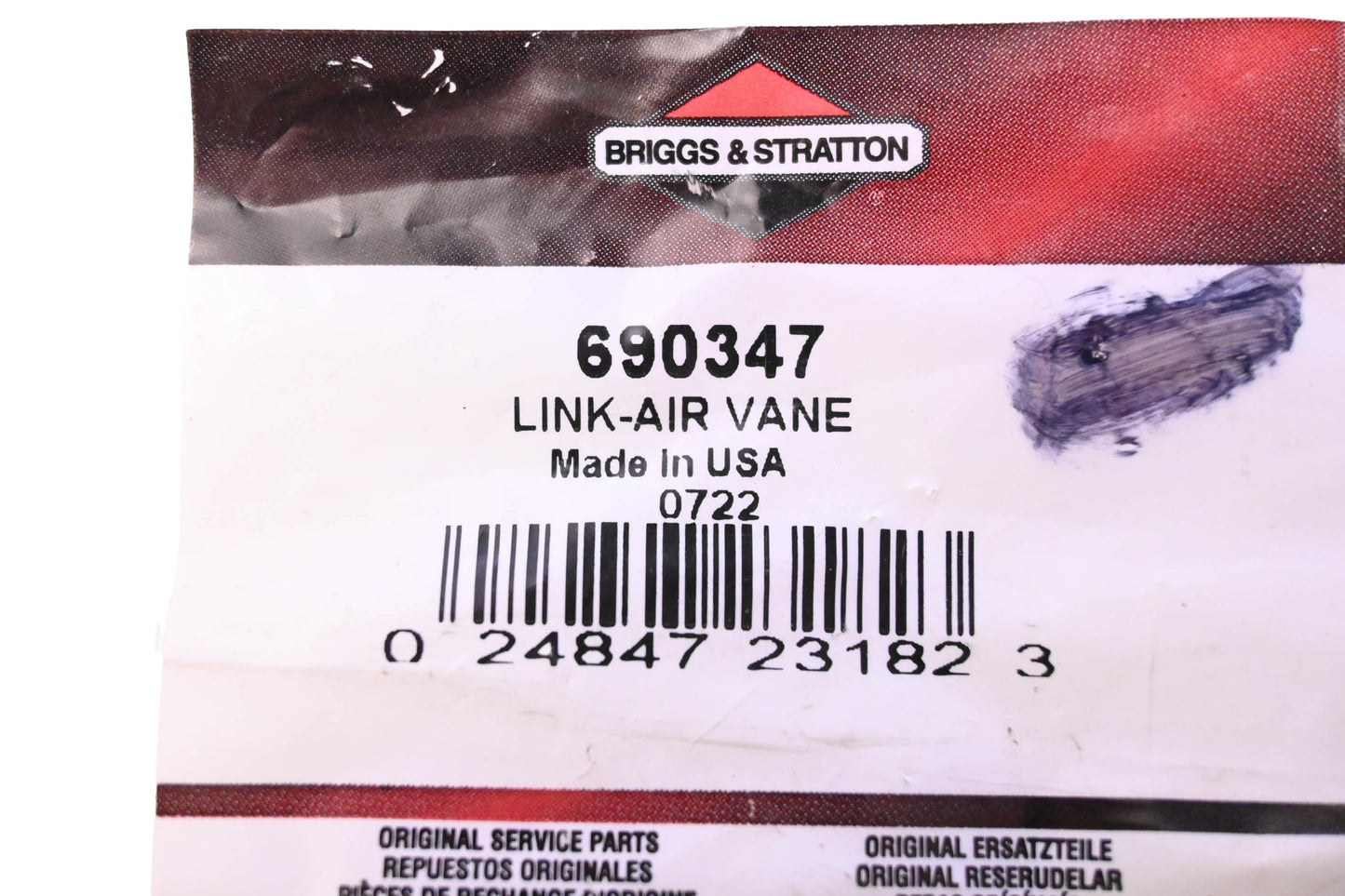 New OEM Briggs & Stratton 690347, 0722 Air Vane Link NOS