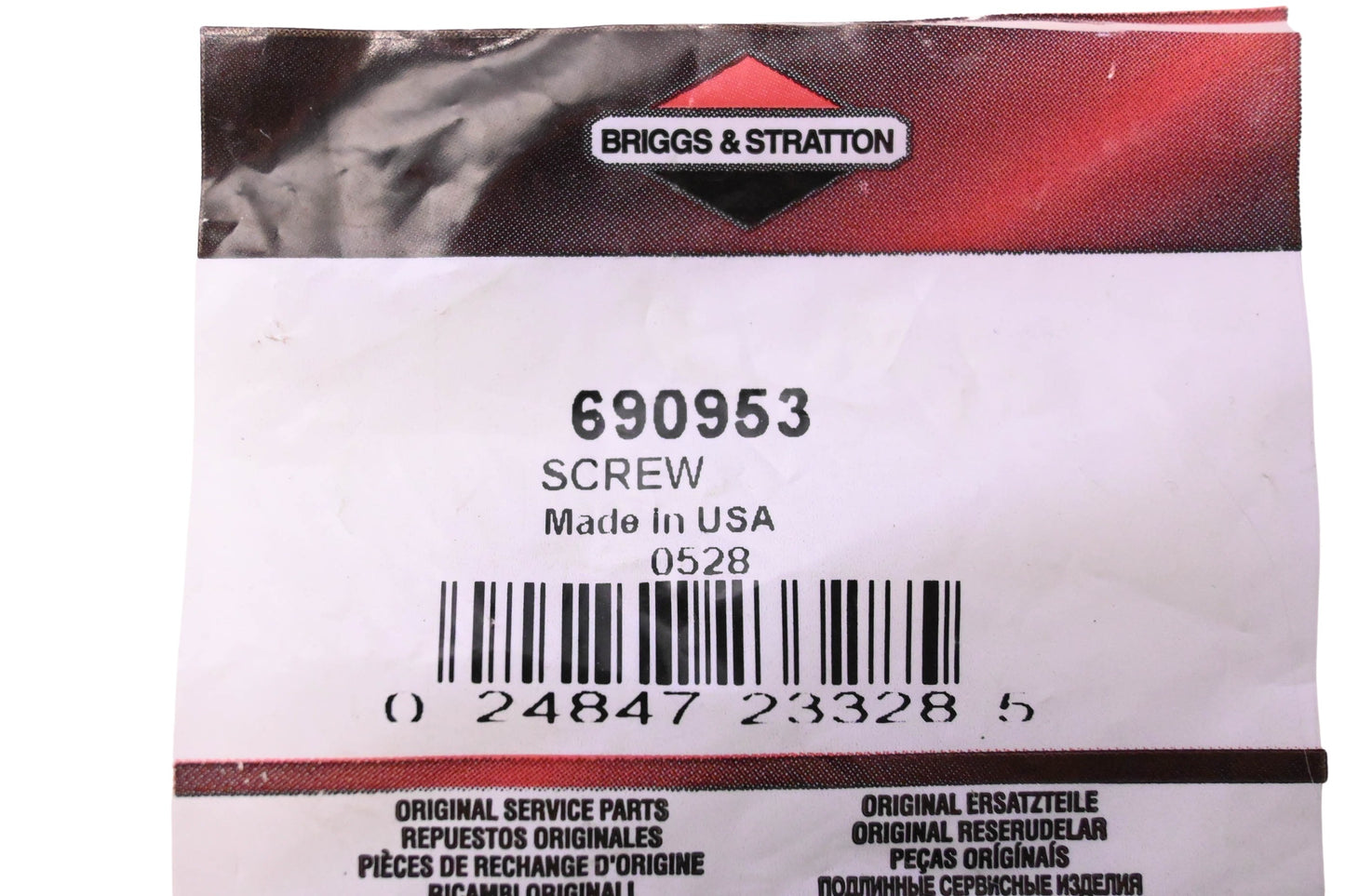 New OEM Briggs & Stratton 690953, 0528 Hex Screw NOS