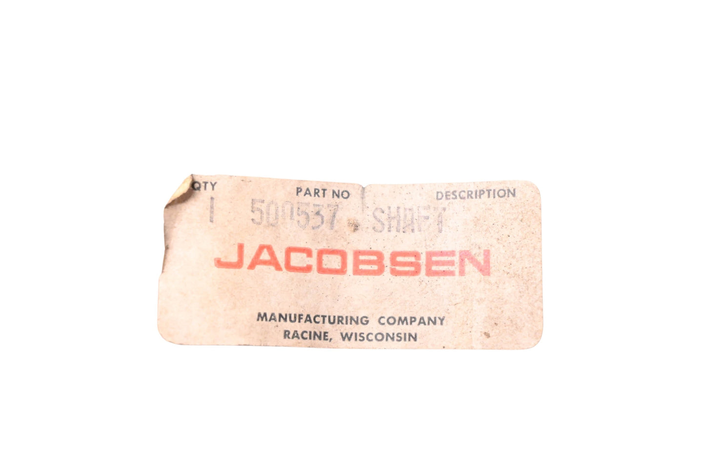 Jacobsen 500537 Spindle Shaft NOS