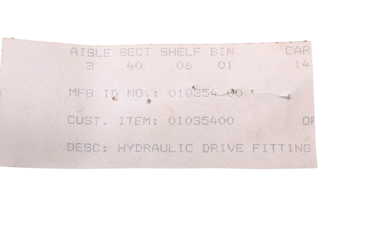 Ariens 01035400 Hydraulic Drive Fitting NOS