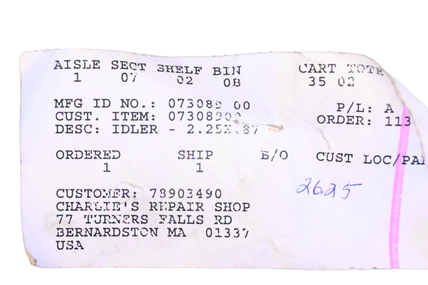 Ariens 07308900 Idler NOS