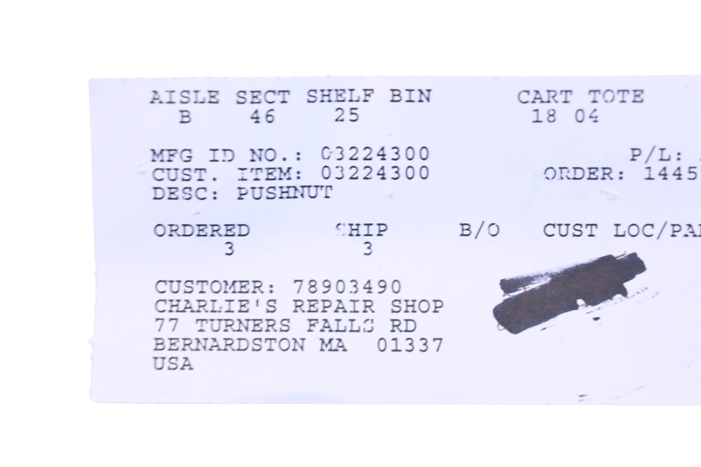 Ariens 03224300 Pushnut NOS