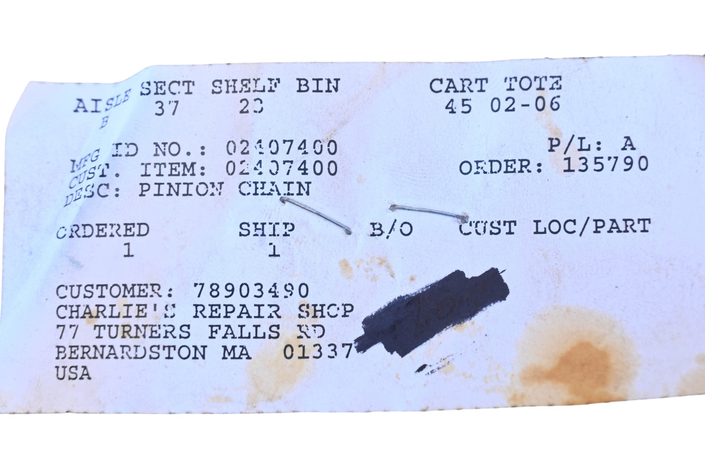 Ariens 02407400 Pinion Chain NOS