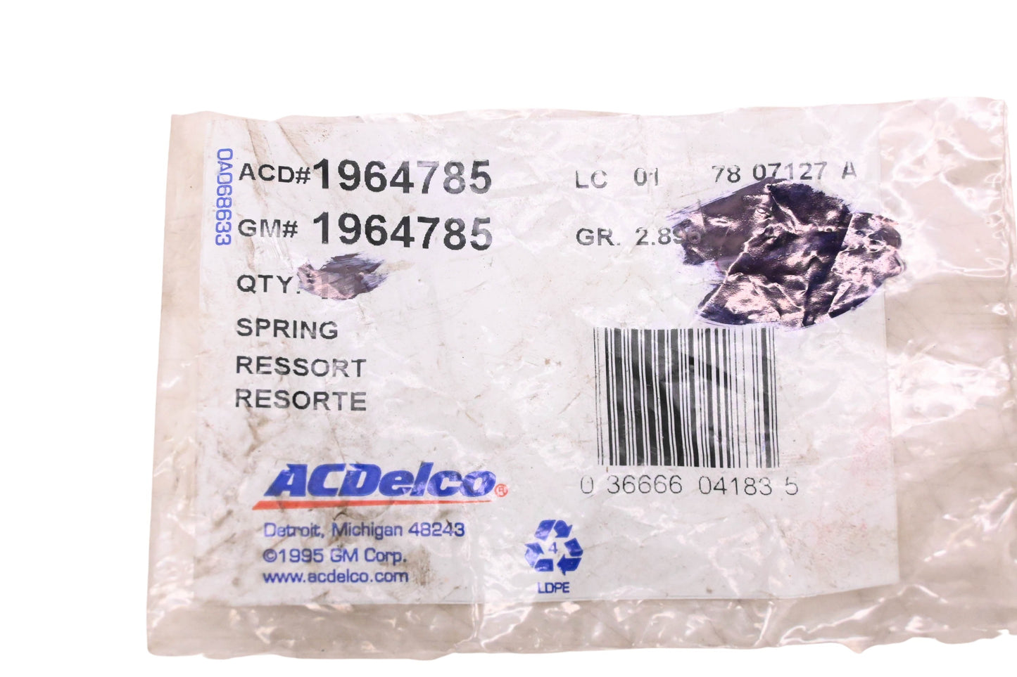 ACDelco 1964785 Signal Switch Cancelling Cam Spring NOS