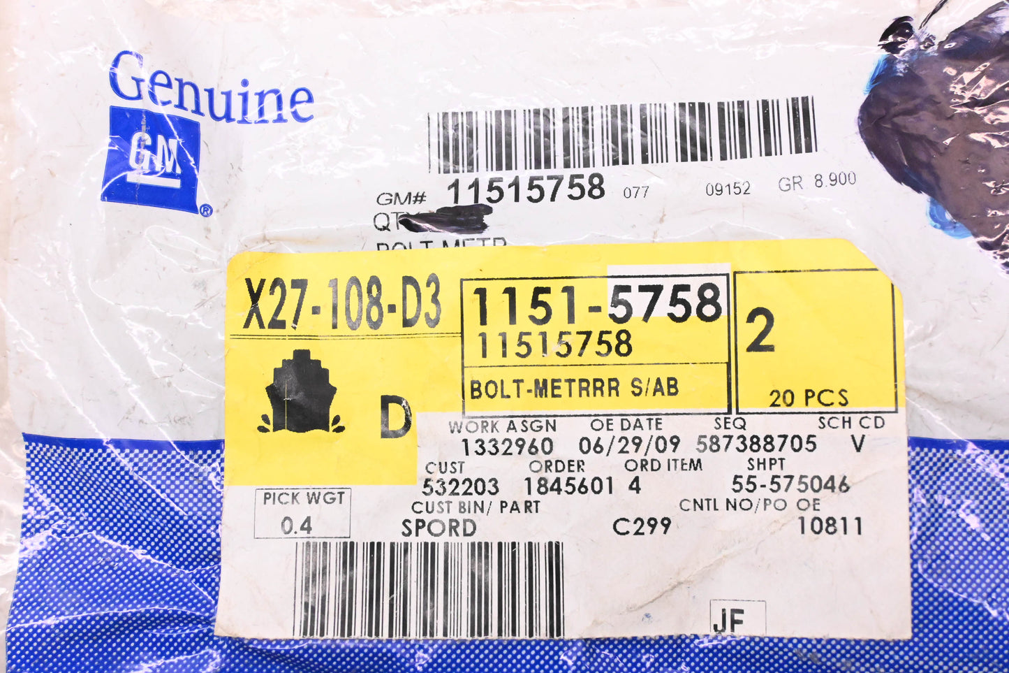 General Motors 11515758 Front Timing Cover Bolt NOS
