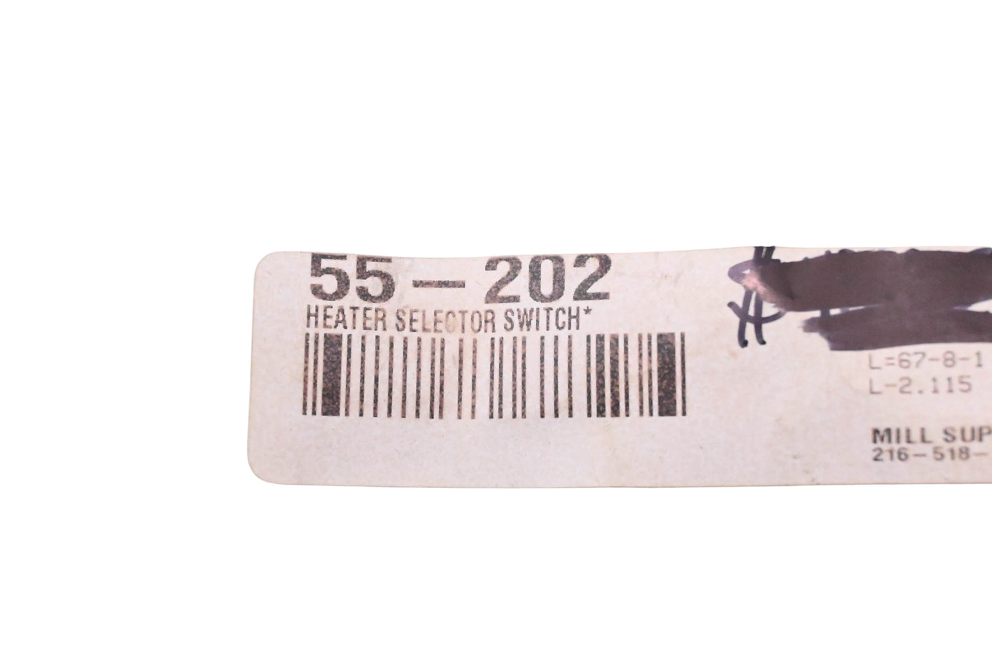 Mill Supply, Inc. 55-202 Heater Selector Switch Assembly NOS
