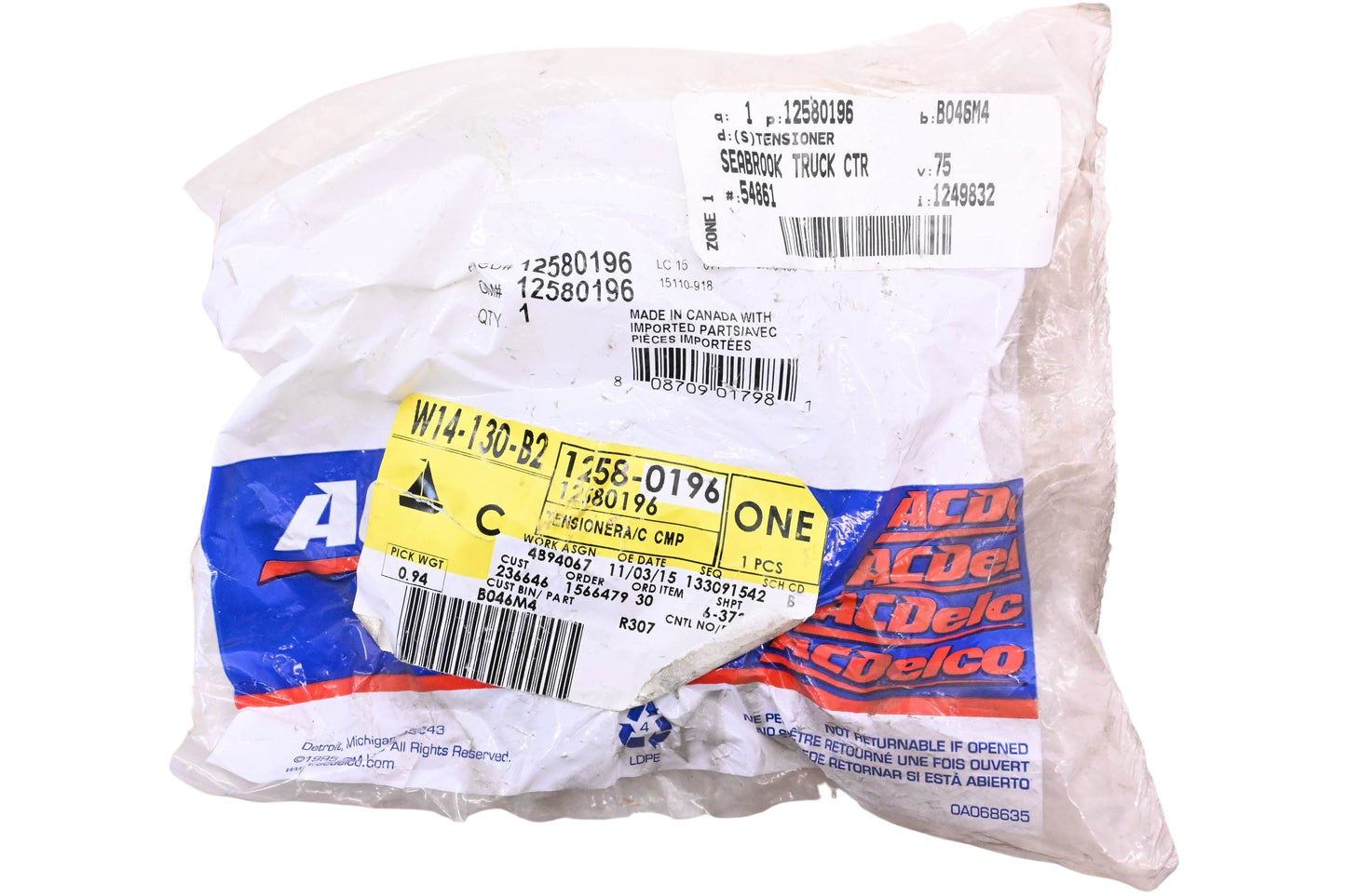 ACDelco 12580196 Belt Tensioner Assembly NOS