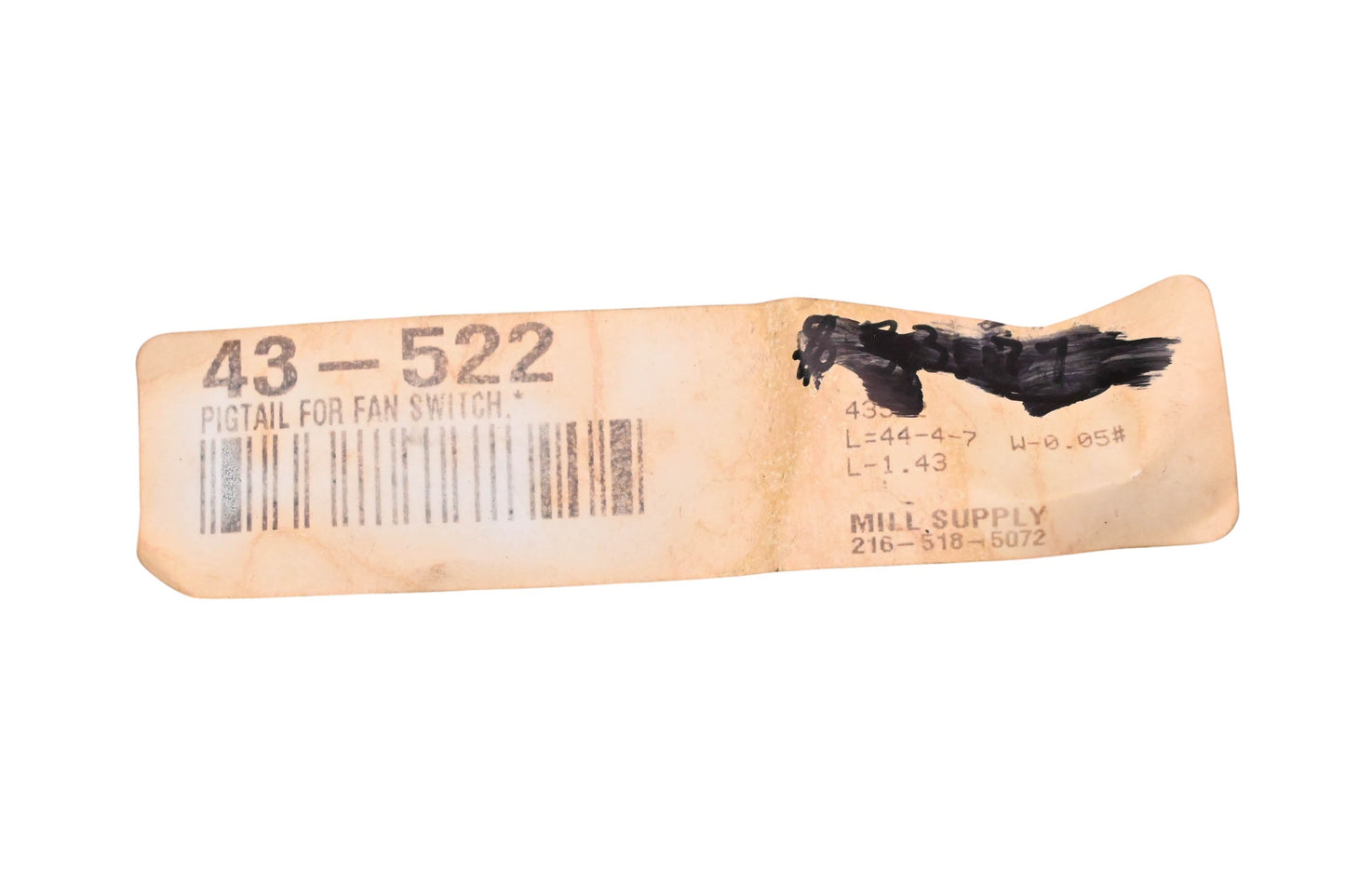 Mill Supply, Inc. 43-522 Heater Fan Pigtail Switch Assembly NOS