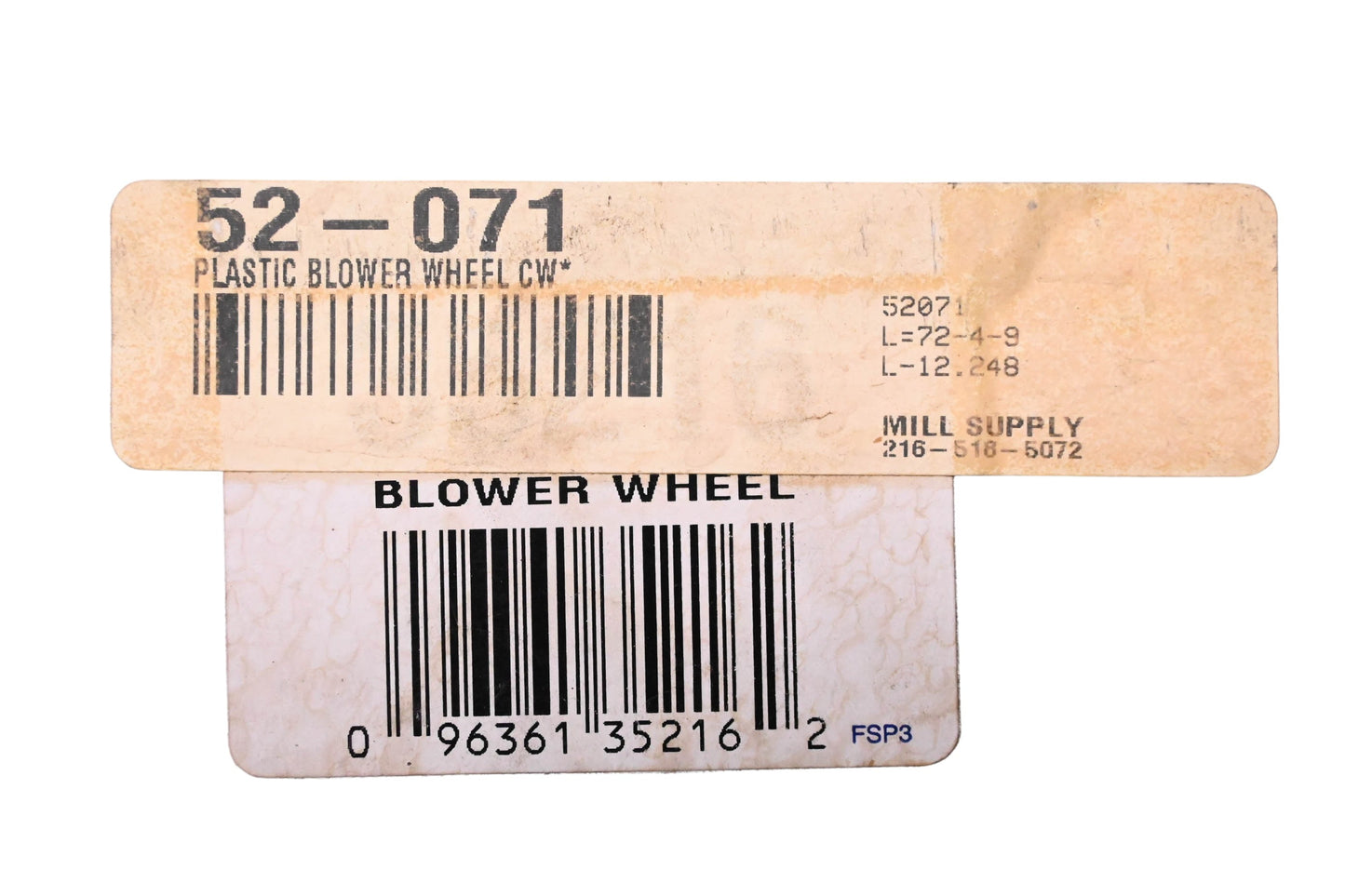 Mill Supply, Inc. 52-071 Plastic Blower Wheel NOS
