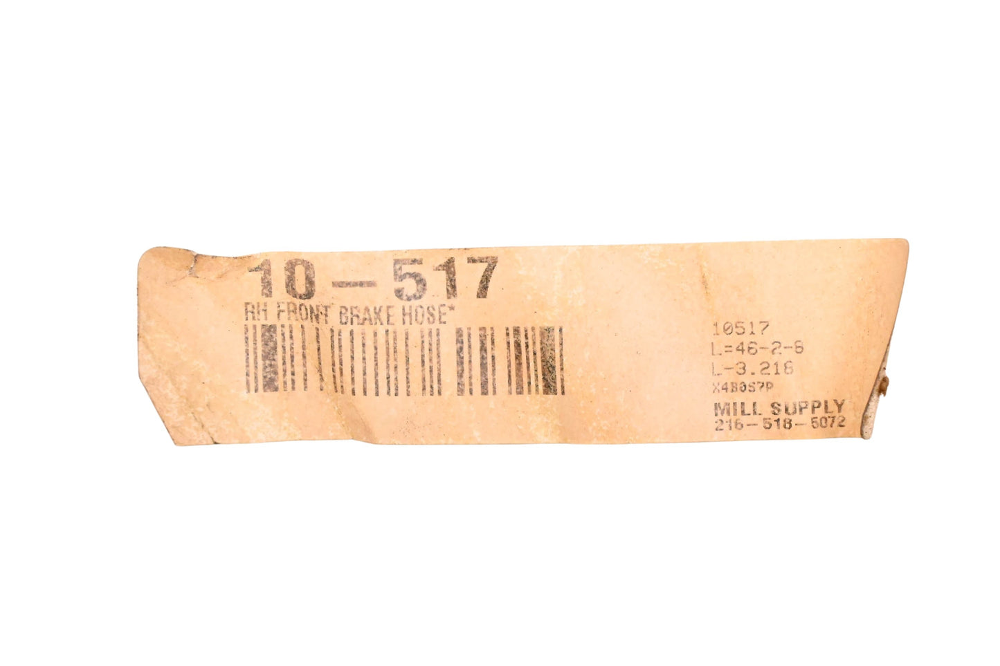 Mill Supply, Inc. 10-517 Right Side Front Brake Hose Assembly NOS
