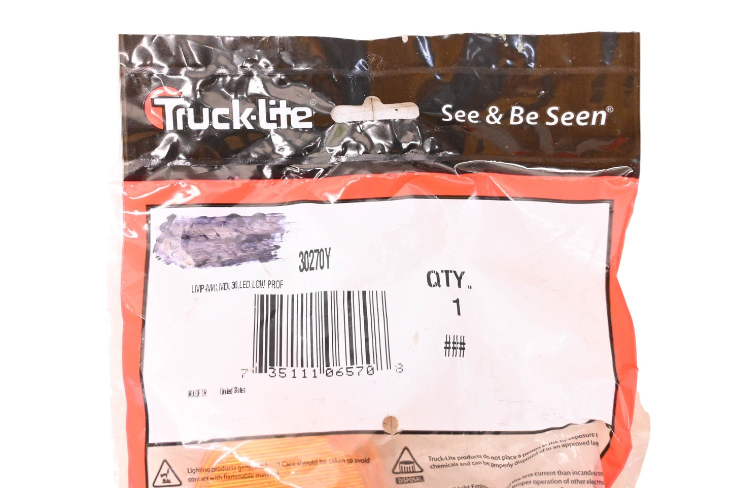 Truck-Lite 30270Y 2" Clearance Marker Lamp Assembly NOS
