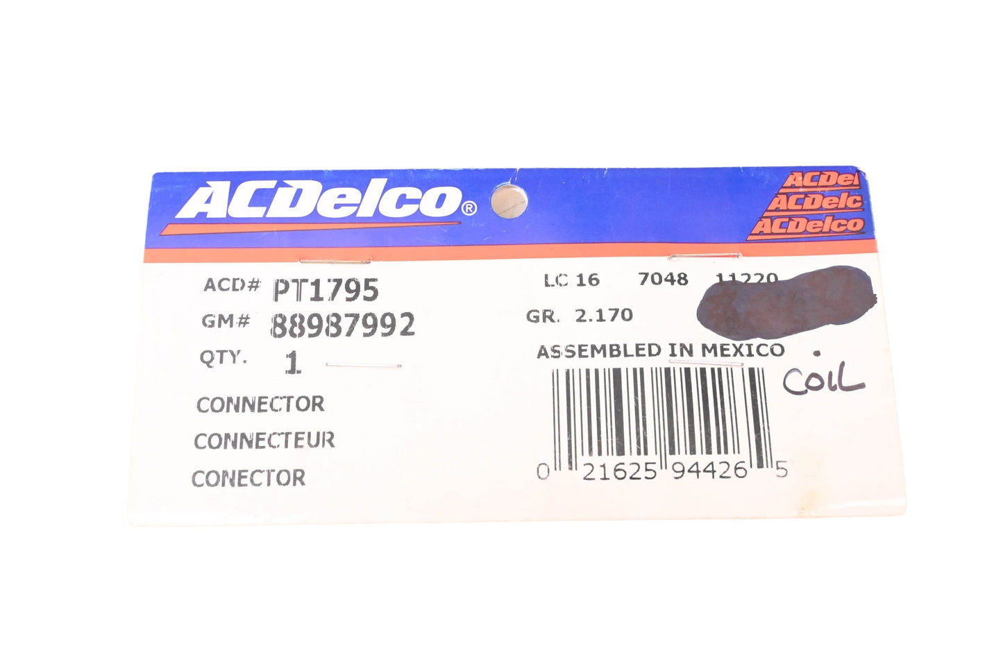 ACDelco PT1795 Flex Fuel Sensor Connector Assembly Kit NOS
