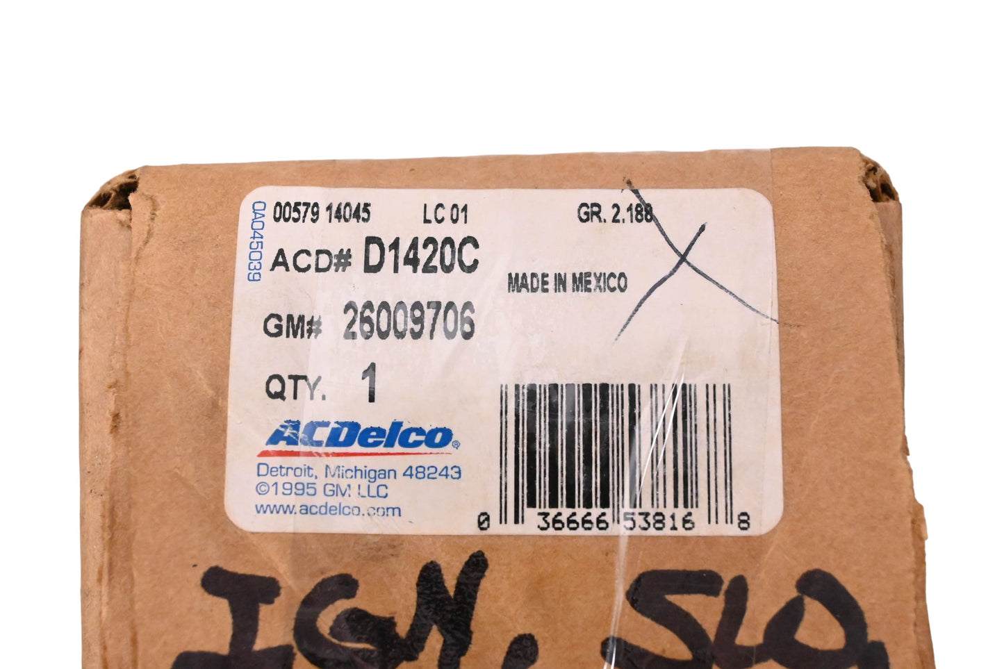 ACDelco D1420C Starter Ignition Switch Assembly NOS