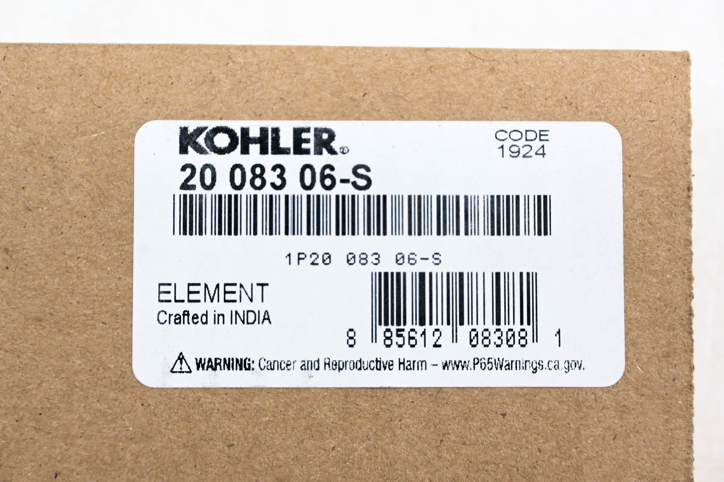 Kohler 2008306-S, 20 083 06-S Air Filter NOS