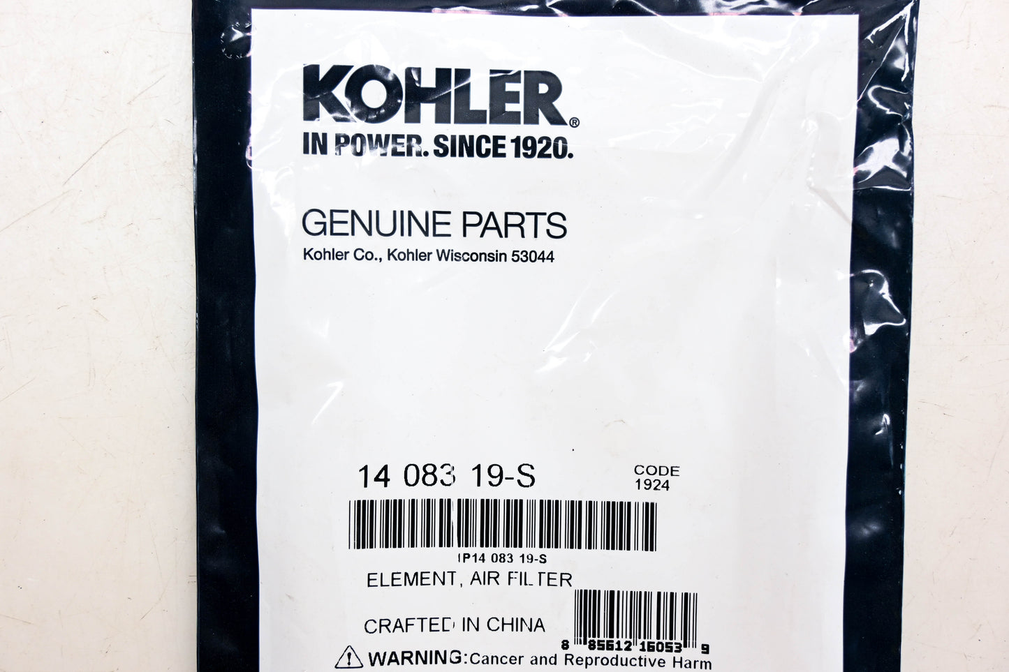Kohler 1408319-S, 14 083 19-S Air Filter NOS