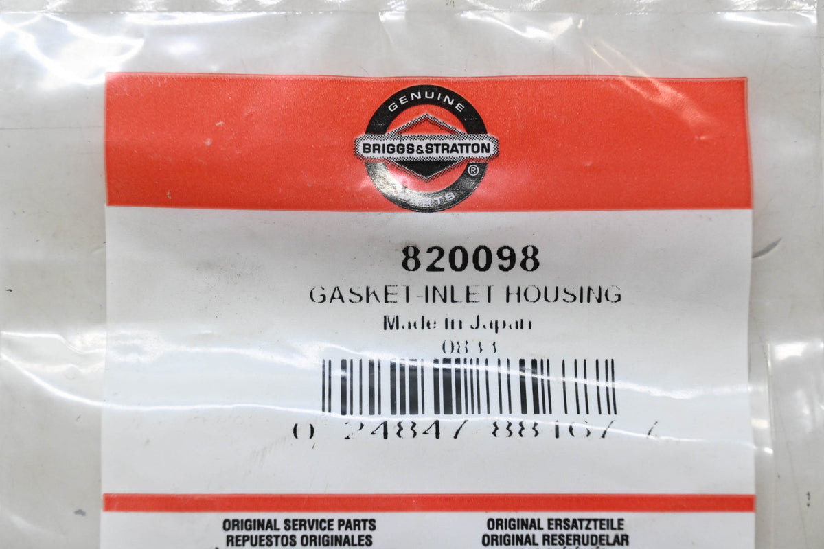 New OEM Briggs & Stratton 820098 Inlet Housing Gasket NOS